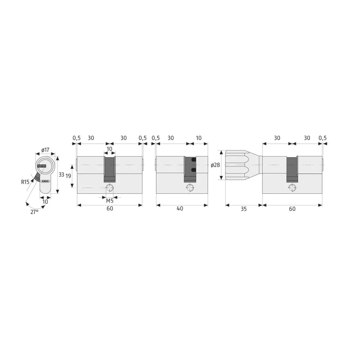 Profilzylinder D6XNP 30/30 mm ^ Abus New