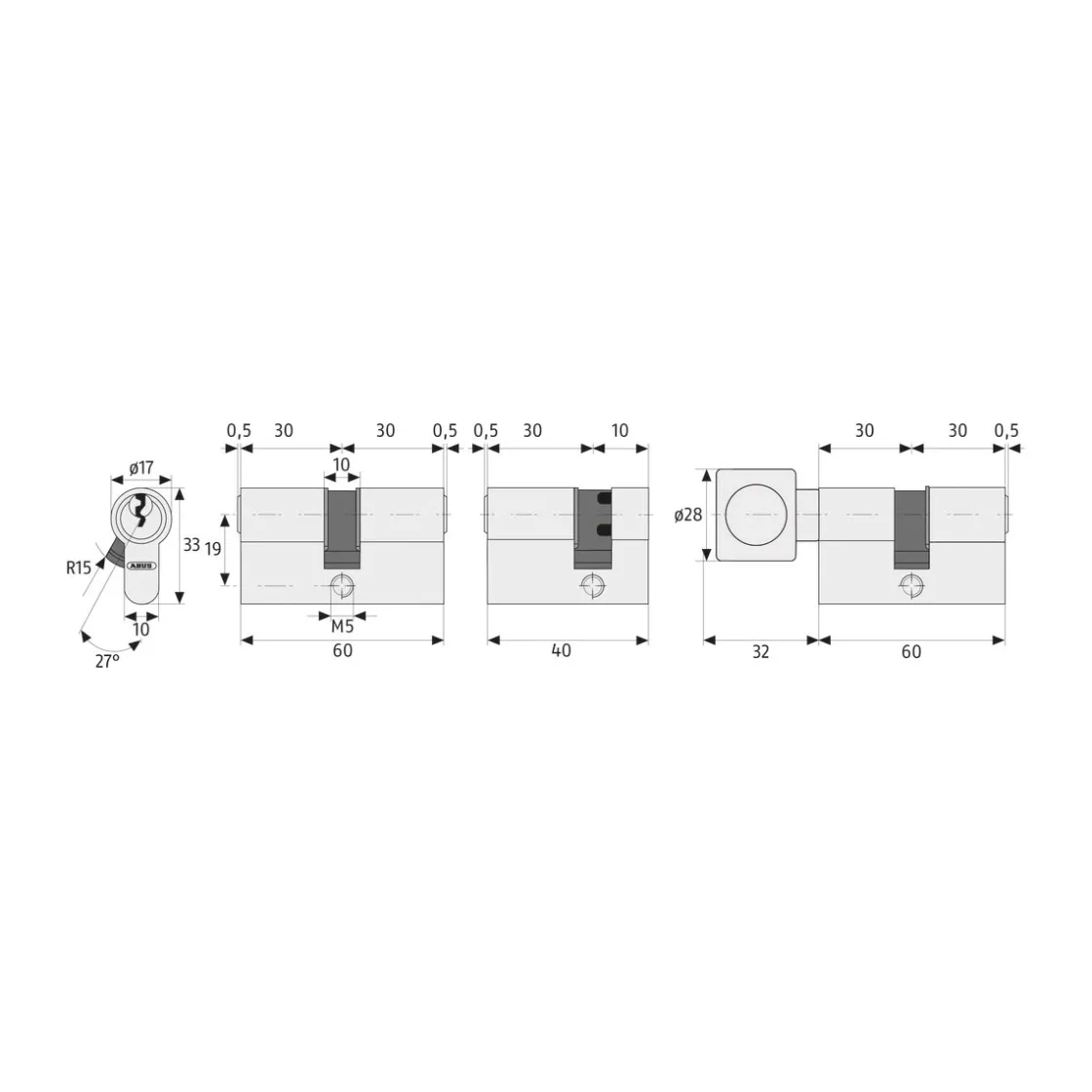 Türzylinder E20NP 35/35 mm ^ Abus