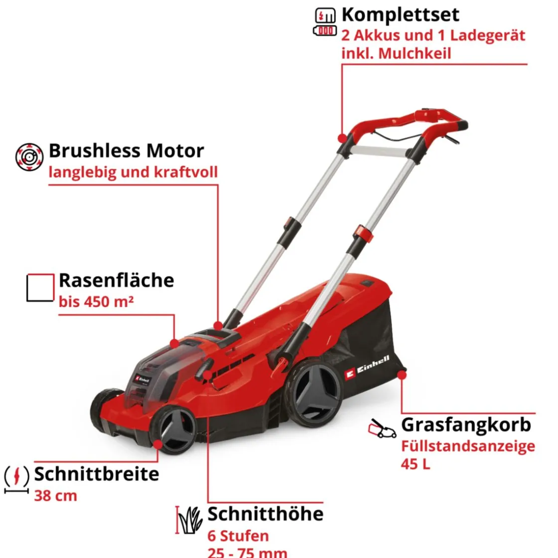 Akku-Rasenmaeher GP-CM 36/450 2x4,0Ah ^ Einhell