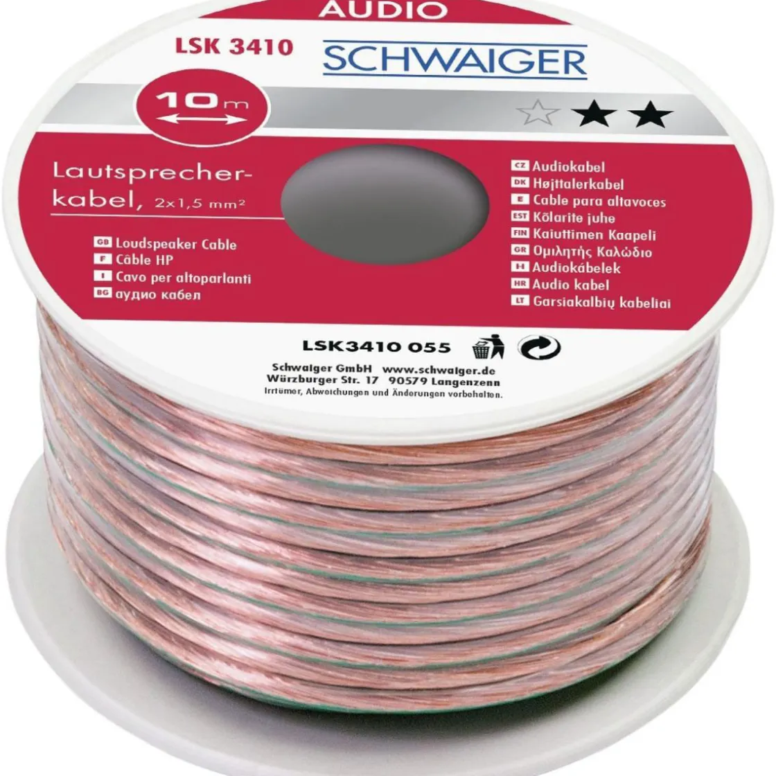 A-Lautsprecherkabel 10m transparent ^ Schwaiger Sale