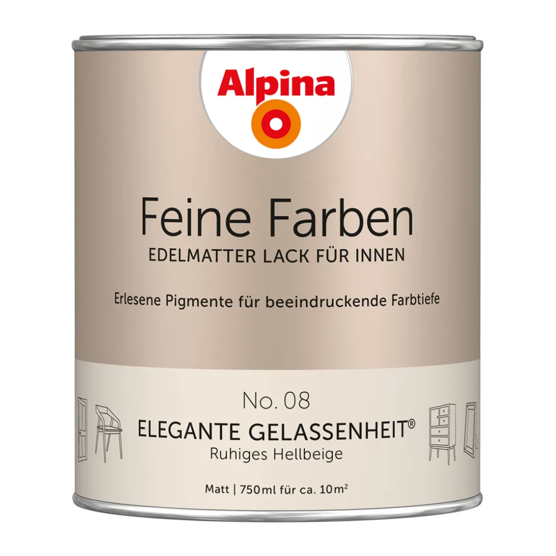 Buntlack Feine Farben Lack No 08 Elegante Gelassenheit edelmatt 750ml ^ Alpina Sale