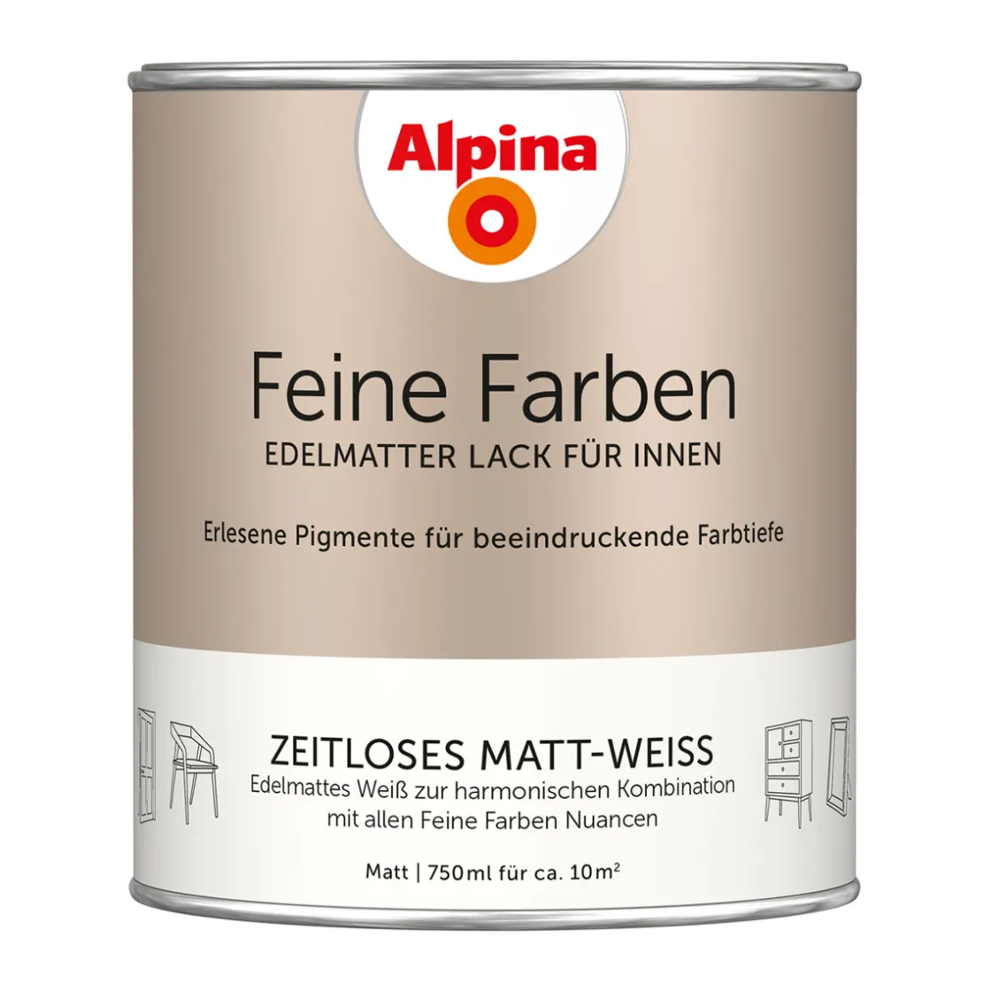 Buntlack Feine Farben Lack Zeitloses Matt-Weiss 750ml ^ Alpina New
