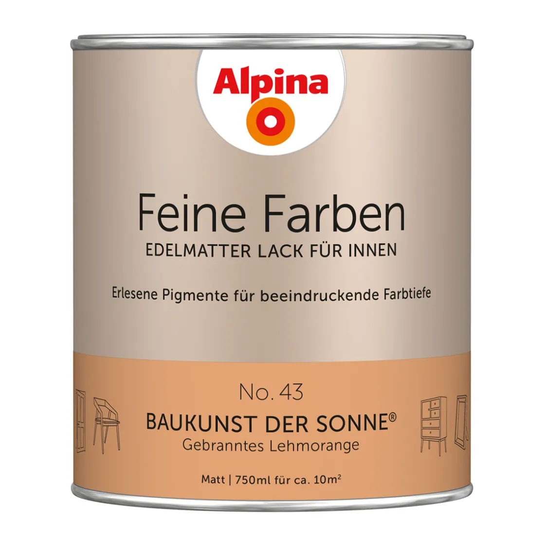 Buntlack Feine Farben Lack No 43 Baukunst der Sonne edelmatt 750ml ^ Alpina Best