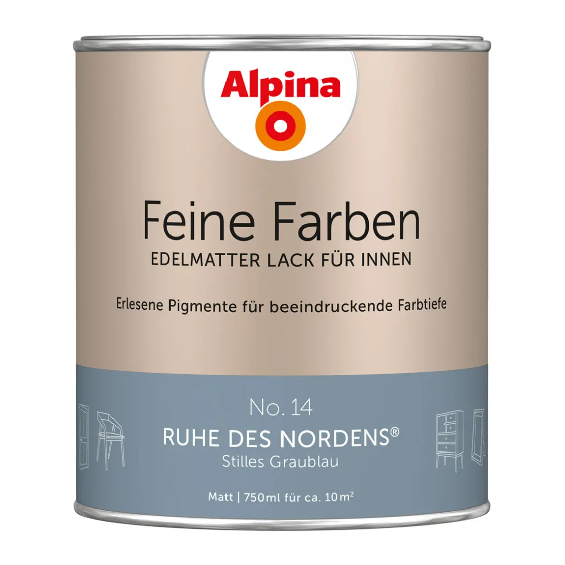 Buntlack Feine Farben Lack No 14 Ruhe des Nordens edelmatt 750ml ^ Alpina Outlet