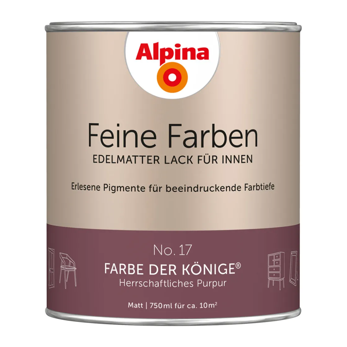 Buntlack Feine Farben Lack No 17 Farbe der Könige edelmatt 750ml ^ Alpina Online