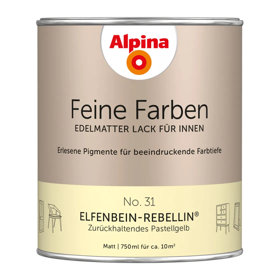 Buntlack Feine Farben Lack No 31 Elfenbein-Rebellin edelmatt 750ml ^ Alpina Best