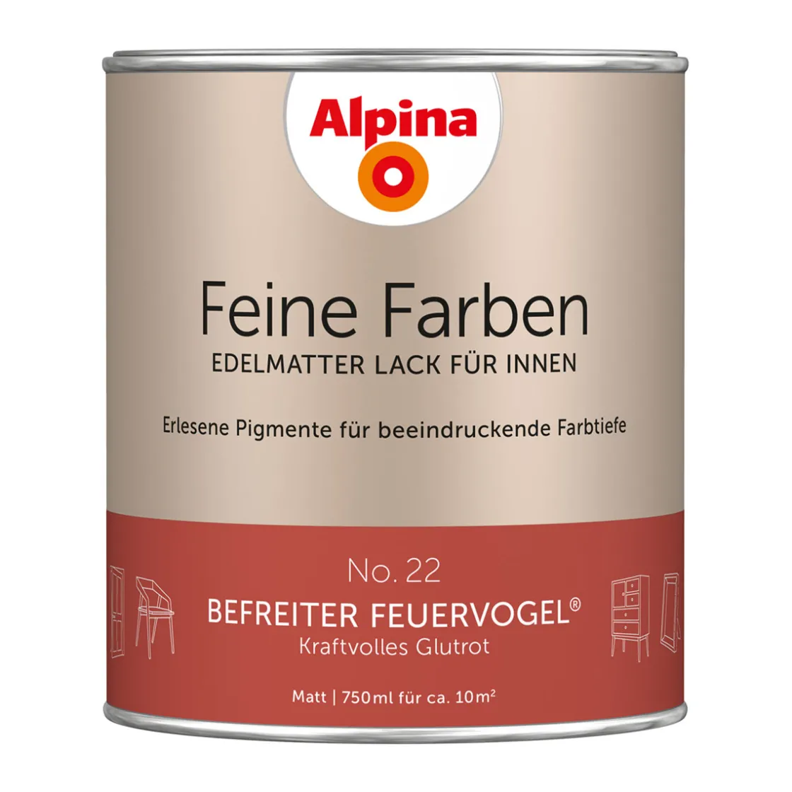 Buntlack Feine Farben Lack No 22 Befreiter Feuervogel edelmatt 750ml ^ Alpina Sale