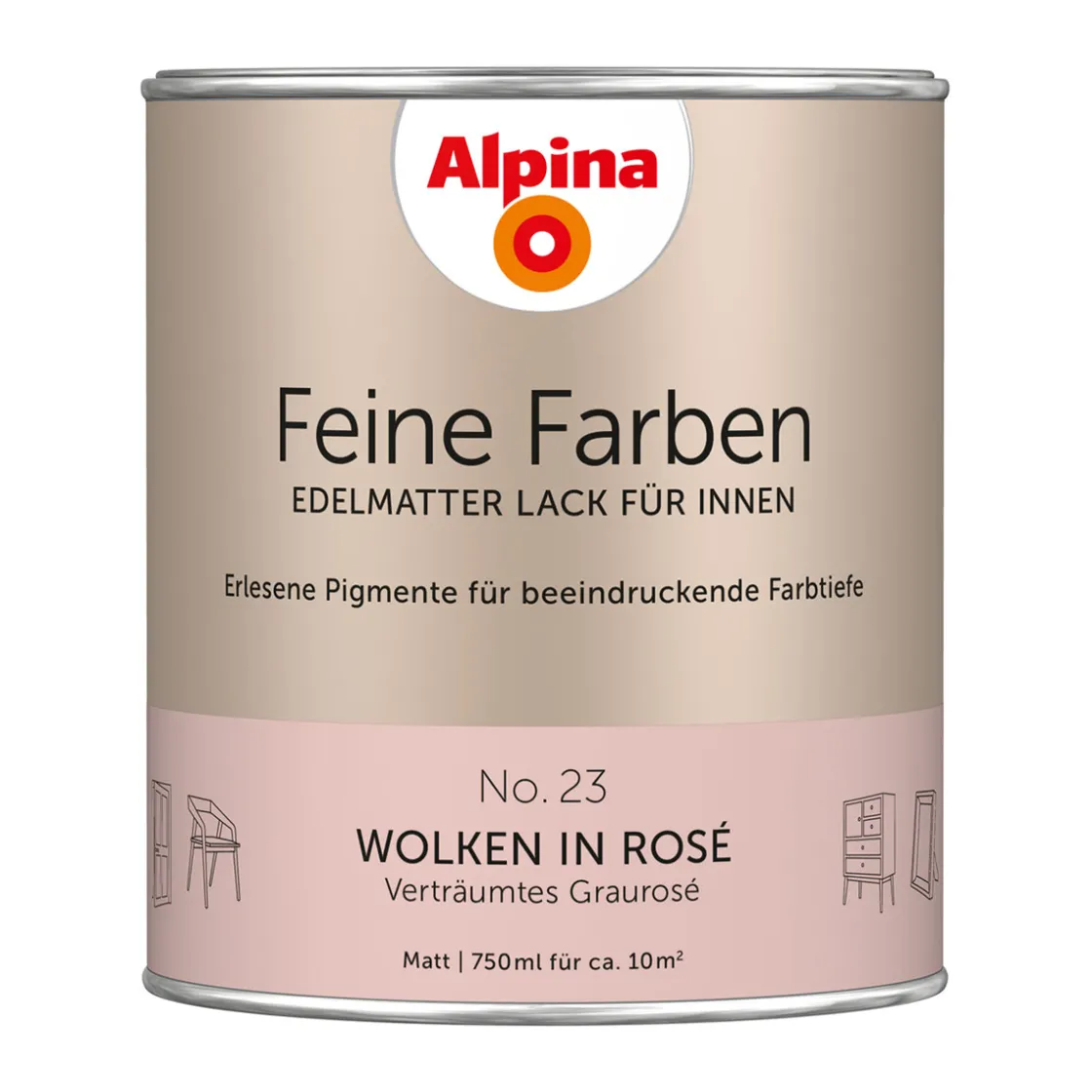 Buntlack Feine Farben Lack No 23 Wolken in Rosé edelmatt 750ml ^ Alpina Hot