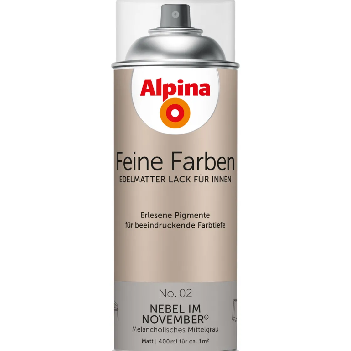 Buntlack Feine Farben Sprühlack No 02 Nebel im November edelmatt 400ml ^ Alpina Outlet