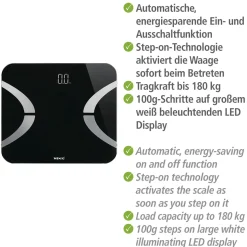 Analysewaage LED BT 30x26cm, schwarz ^ Wenko Best