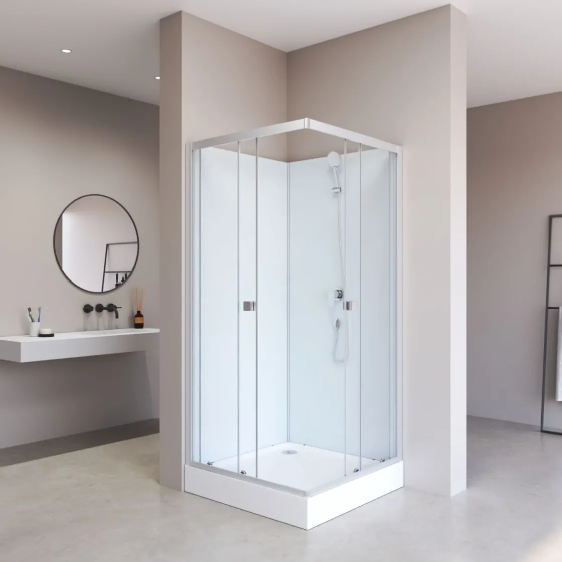 Komplettdusche Essential, eckig, Farbe: Silber, 85x85x197,5cm ^ Aurlane Clearance