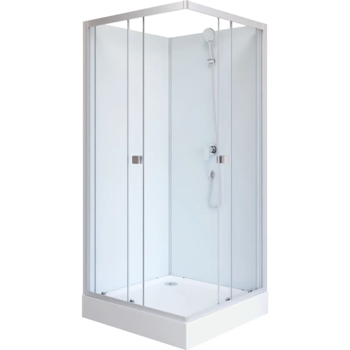 Komplettdusche Essential, eckig, Farbe: Silber, 85x85x197,5cm ^ Aurlane Clearance