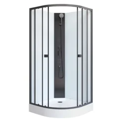 Komplettdusche White Circle, rund, Farbe: Schwarz/weiss, 85x85x197,5cm ^ Aurlane Online