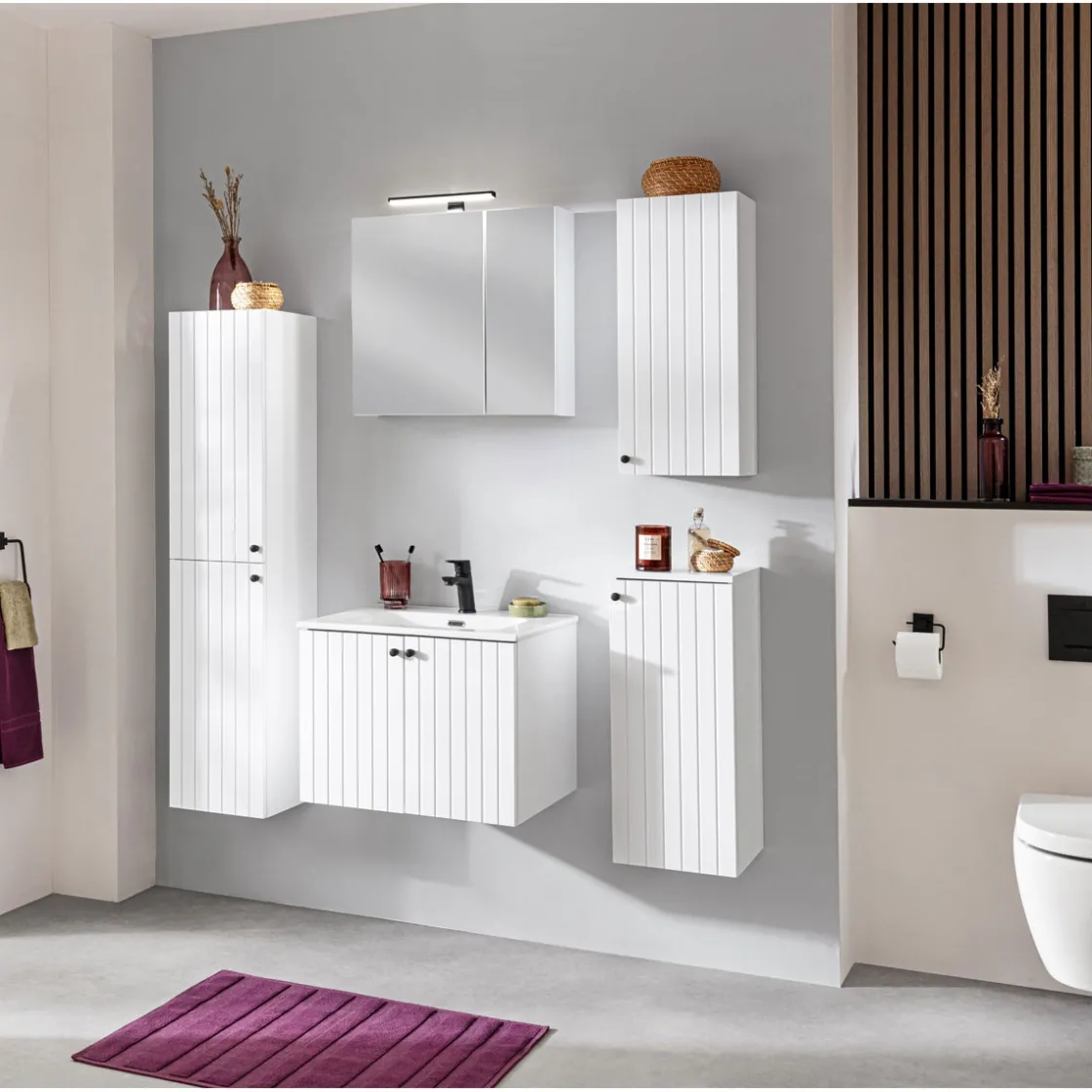 Piet, Spiegelschrank + Waschtischunterschrank, inkl. LED-Aufsatzleuchte ^ Outlet