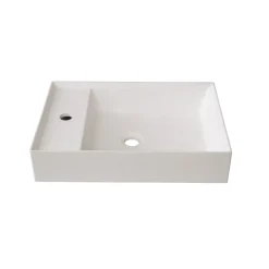 BADMOBIL Gussmarmor-Waschtisch LINUS 50 x 11 x 35 cm Hahnloch links oder rechts weiß-matt ^ Outlet