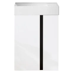 BADMOBIL Gussmarmor-Waschtisch LINUS 50 x 11 x 35 cm Hahnloch links oder rechts weiß-matt ^ Outlet