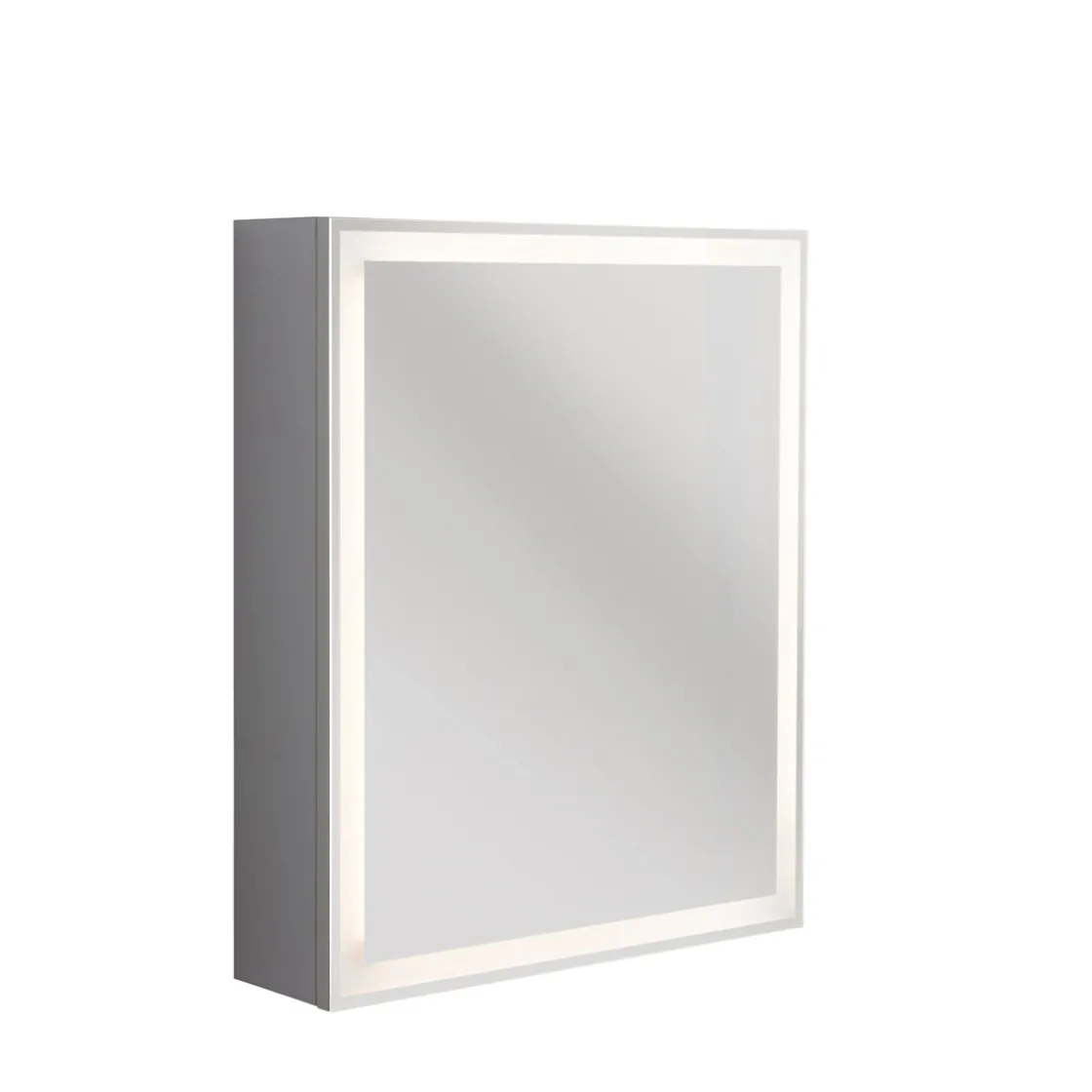 BADMOBIL Spiegelschrank FOTON 52 x 63 x 14 cm Tür rechts mit LED verdeckter Sensorschalter hellgrau ^ New