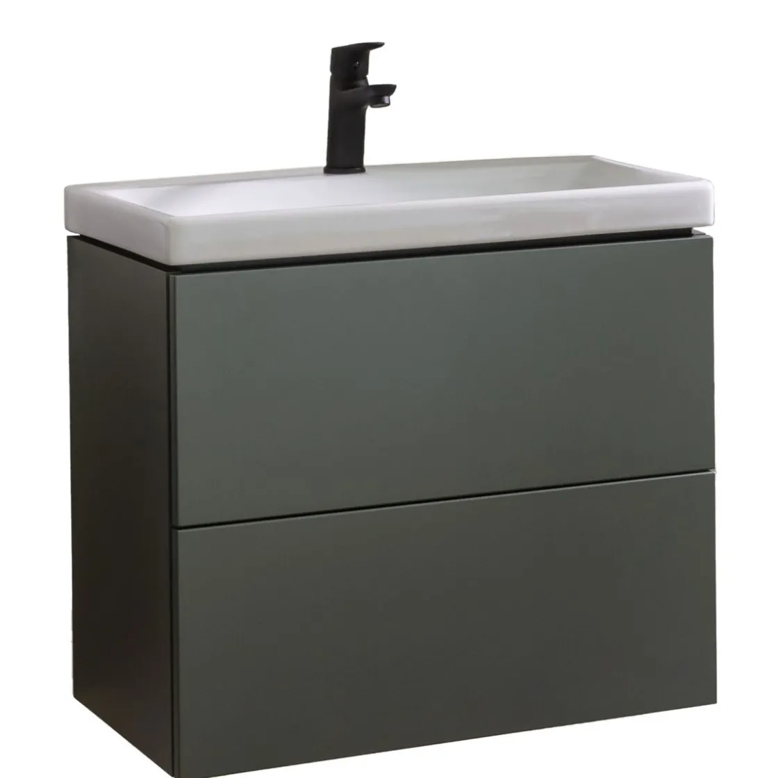 BADMOBIL Waschtischunterschrank CRAFT 63 x 54 x 36 cm 2 Schubladen mit Push-To-Open grün-matt ^ Sale