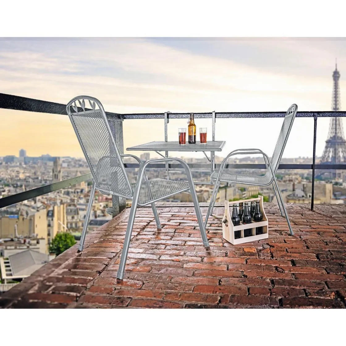 Balkonhaengetisch XL Toulouse eisengrauca. 70x88x47-79 cm ^ Greemotion Testrut