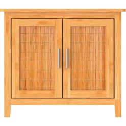 Bambus Waschbeckenunterschrank mit 2Tueren, BxHxT 67x60x28cm ^ Schütte Clearance