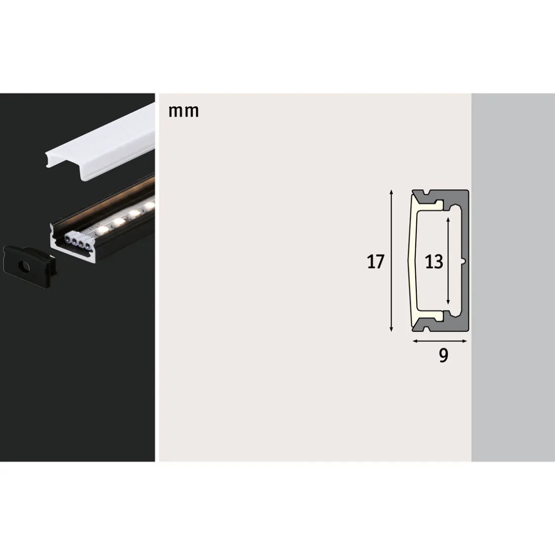 Base Profil mit weissem Diffusor 2 mschwarz eloxiert/weiss Alu/Kunststoff ^ Paulmann Best