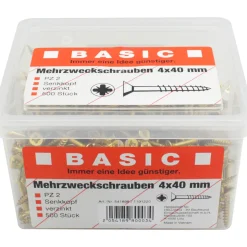 Mehrzweck-Schrauben-Eimer 4,0 x 40 mm 500 Stück im Eimer ^ Basic Online