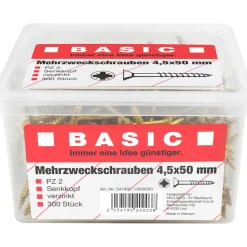 Mehrzweckschrauben 4,5 x 50 mm 300 Stück im Eimer ^ Basic Sale