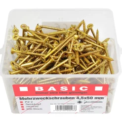 Mehrzweckschrauben 4,5 x 50 mm 300 Stück im Eimer ^ Basic Sale