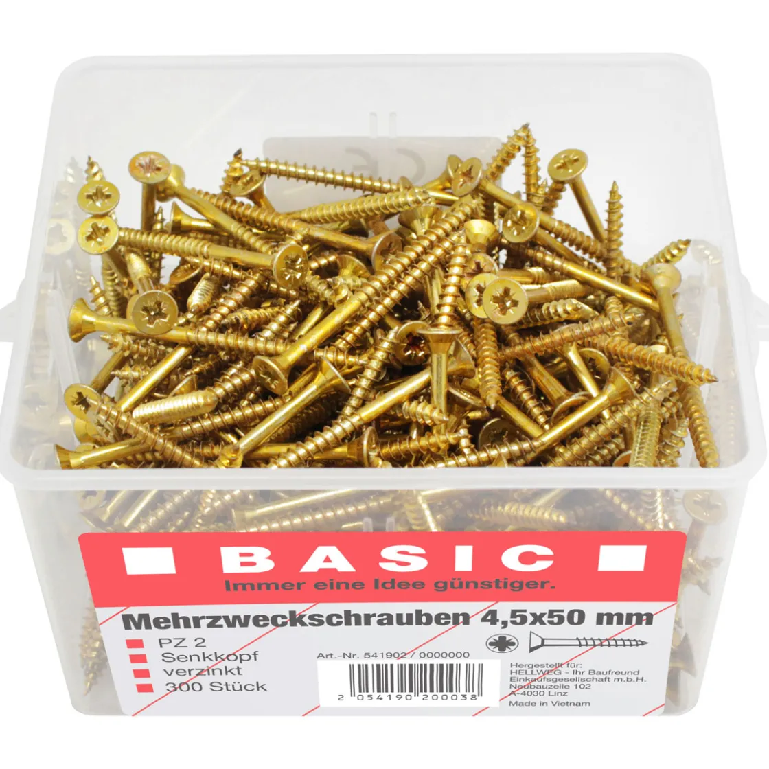 Mehrzweckschrauben 4,5 x 50 mm 300 Stück im Eimer ^ Basic Sale