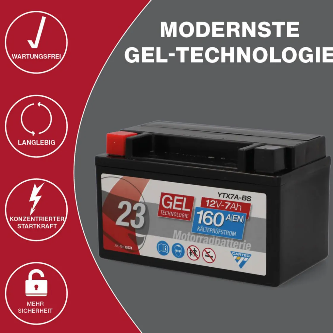 Batterie GEL YTX7A-BS 7Ah 160A ^