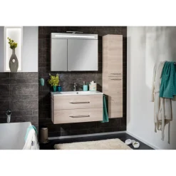 B.Clever WBU 90cm inkl.Gussmarmor-BeckenAuzuege m. SoftClose, Alska Esche ^ Fackelmann Hot