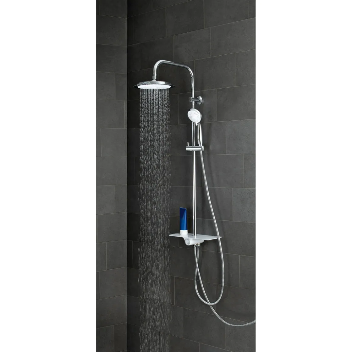 Überkopfbrauseset Aquastar mit Ablage chrom-weiß ^ Online