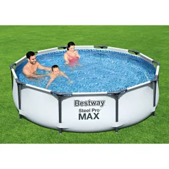 Frame-Pool-Set Steel Pro MAX mit Filterpumpe Durchmesser 305 x 76 cm lichtgrau ^ Bestway Hot