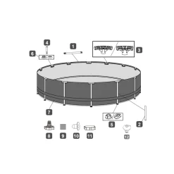 Steel Pro Max Frame-Pool-Set mit Filterpumpe Durchmesser 366 x 100 cm grau ^ Bestway Clearance