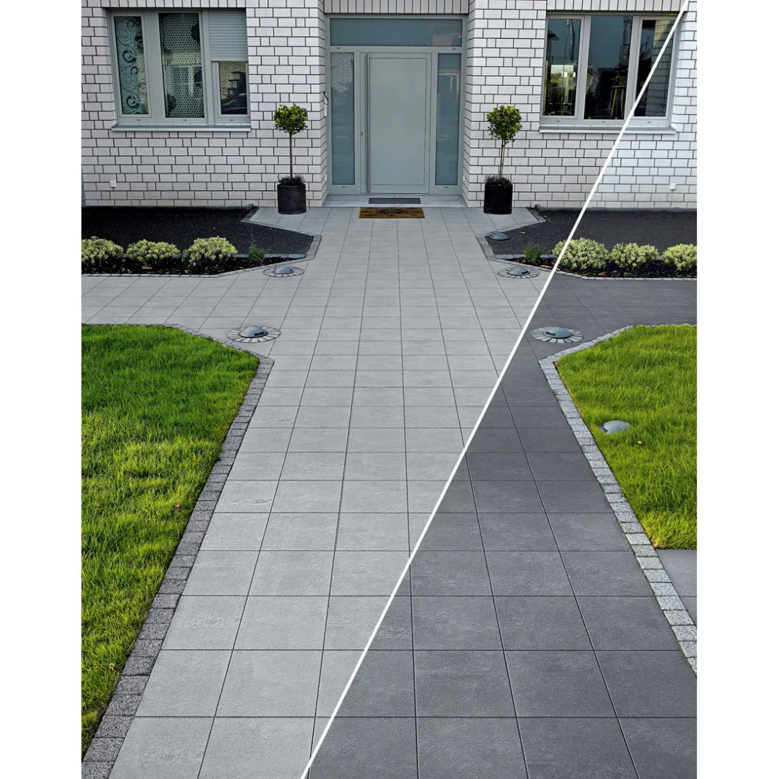 Beton Gehwegplatte grau x4 cmmit Fase ^ Hot