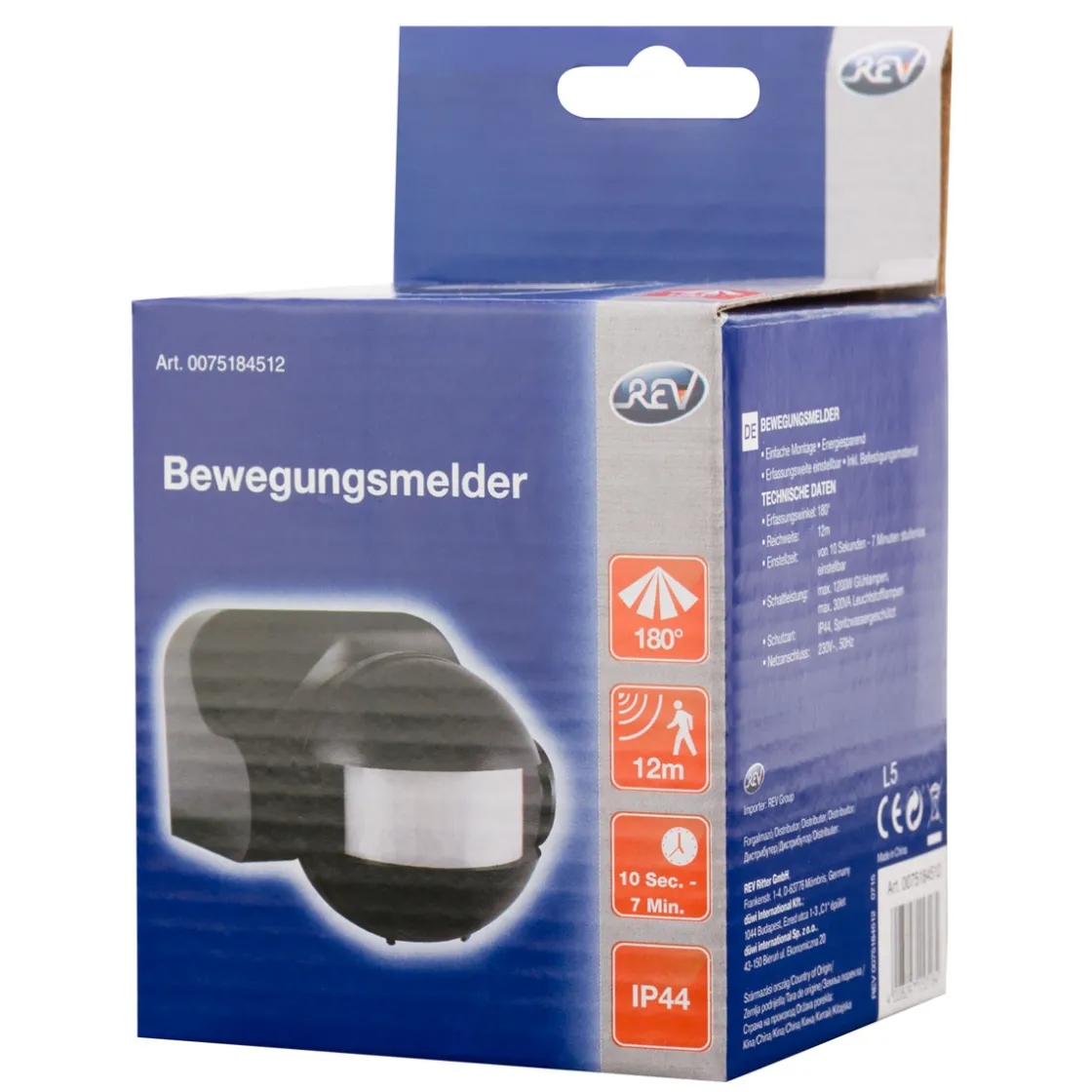 Bewegungsmelder 180 Horizontal 60 Vertikal schwarz ^ Discount