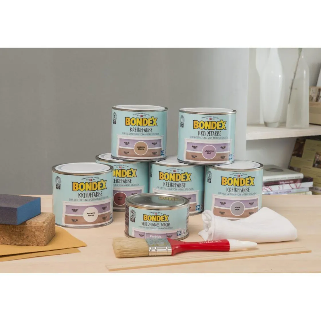 Kreidefarbe sanftes grau 500 ml ^ Bondex