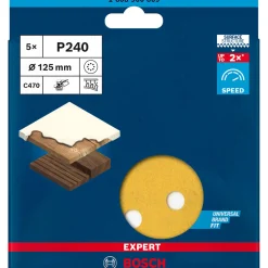 Expert C470 Schleifpapier mit 8 Löchern für Exzenterschleifer 125 mm G 240 5- teilig ^ Bosch Professional