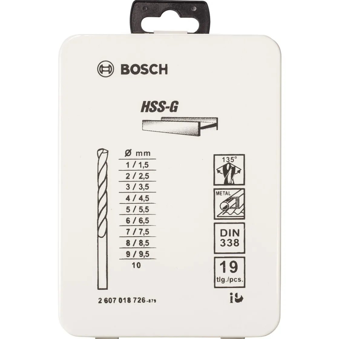 19-teiliges Metallbohrer-Set HSS-G DIN 338 135 in Metallkassette 1–10 mm ^ Bosch Professional Discount