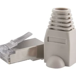 CAT6 Netzwerkstecker 10St. mit Kabel-Fuehrung grau ^ Schwaiger New