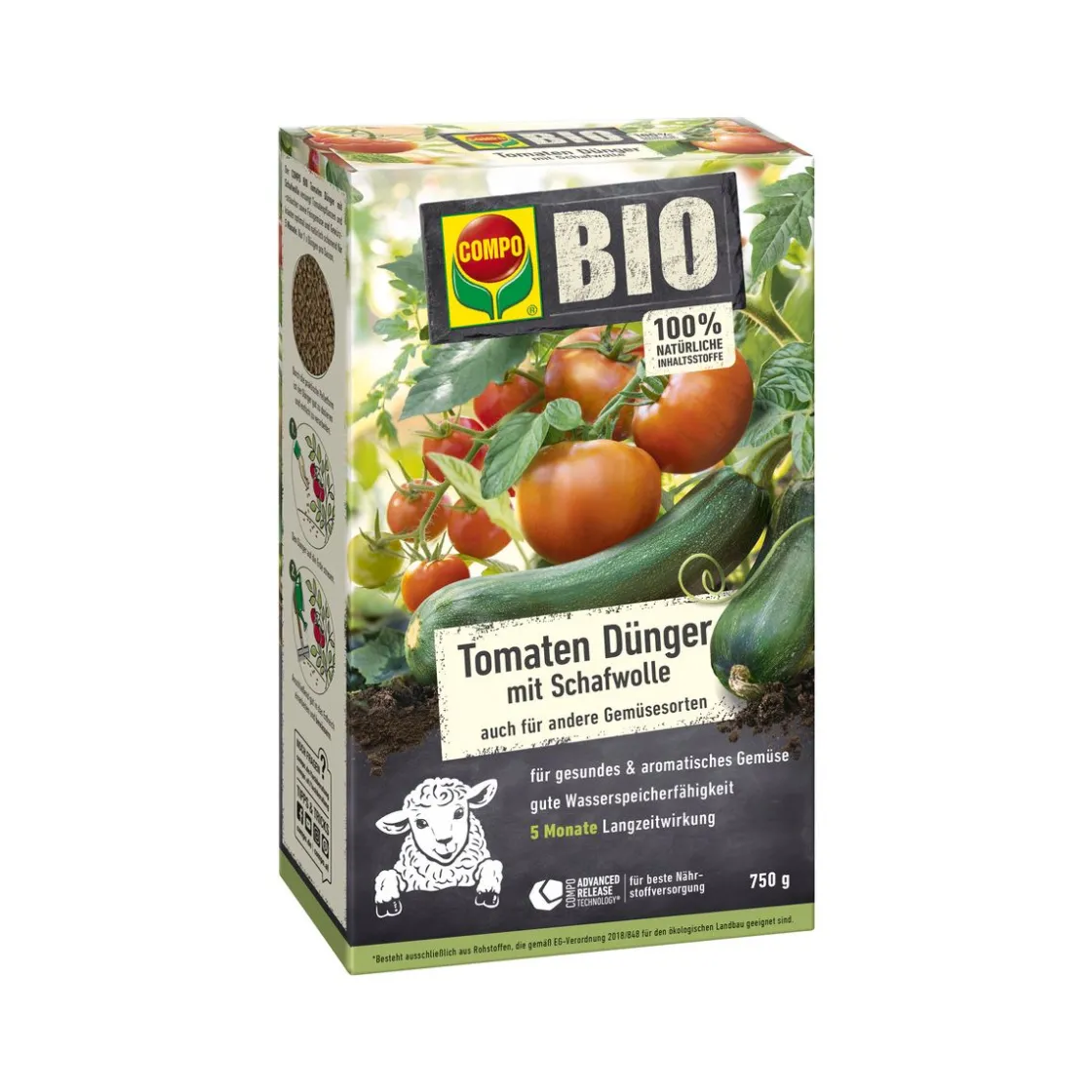 BIO Tomaten Langzeit-Dünger mit Schafwolle 750 g ^ Compo Best