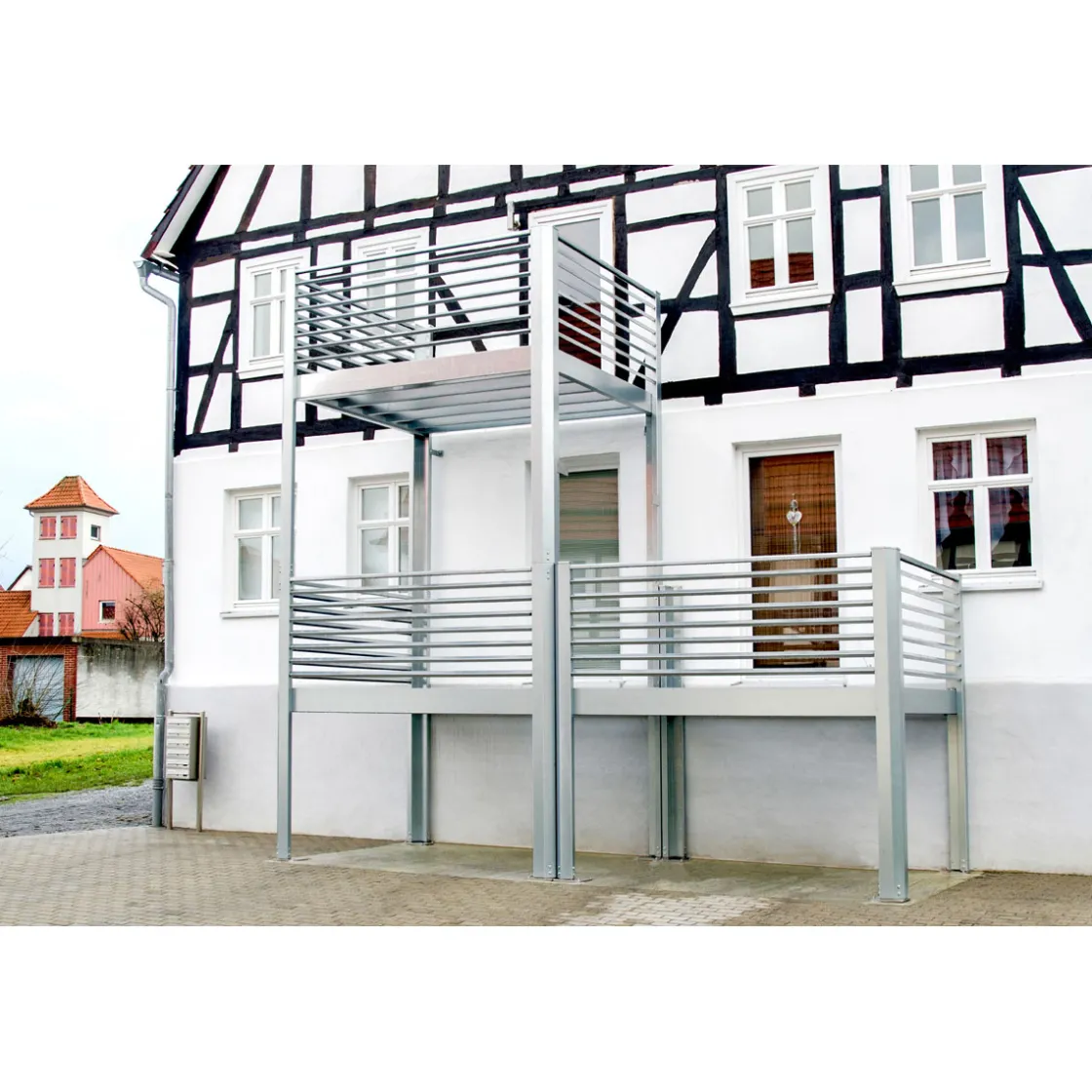 Designbalkon Small mit Lamellengeländer 288 x 200 x 290 cm ^ Sale