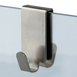 Doppelhaken Edelstahl 70x35 mmfuer Glaswaende von 0,6-0,8 cm ^ Fackelmann New
