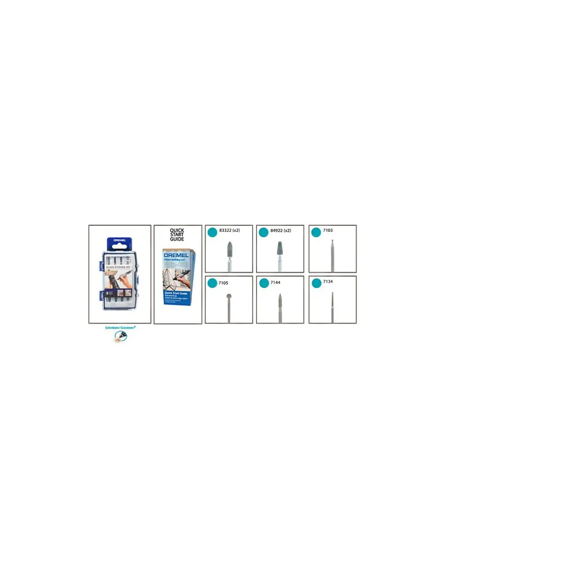 Gravur-Set 682 für Glas und Metall 8-teilig ^ Dremel New