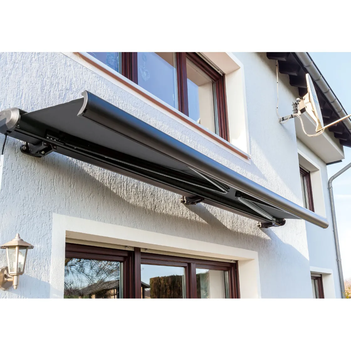 Markise inkl LED-Beleuchtung 400 x cm anthrazit ^ Durabil Best