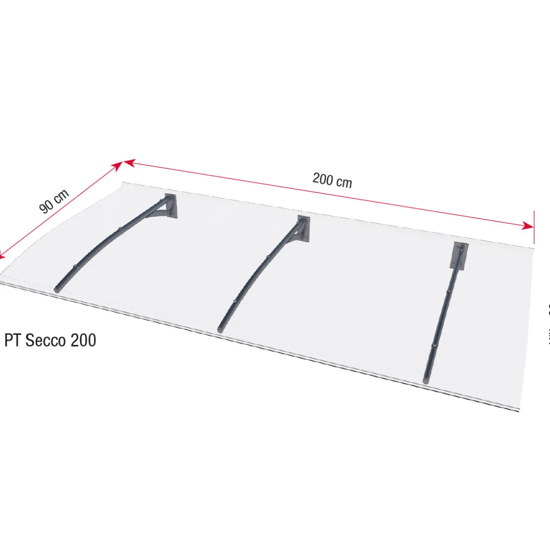 Pultvordach Typ PT Secco 200200x90x22 cm ^ Durabil Discount