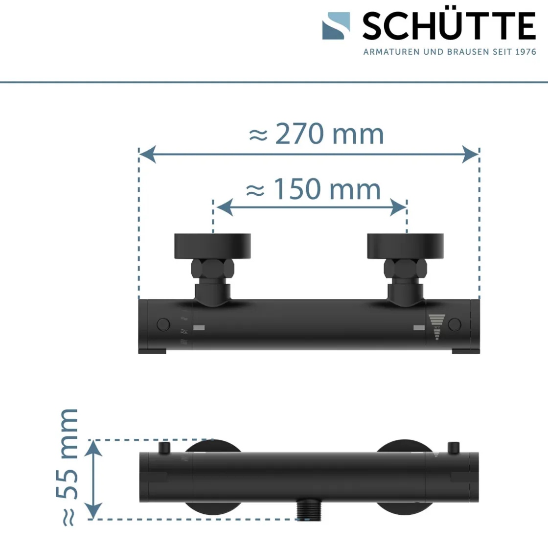 Duschthermostat London,schwarz-matt, 1/2Verbruehschutz und Wassersparfunktion ^ Schütte
