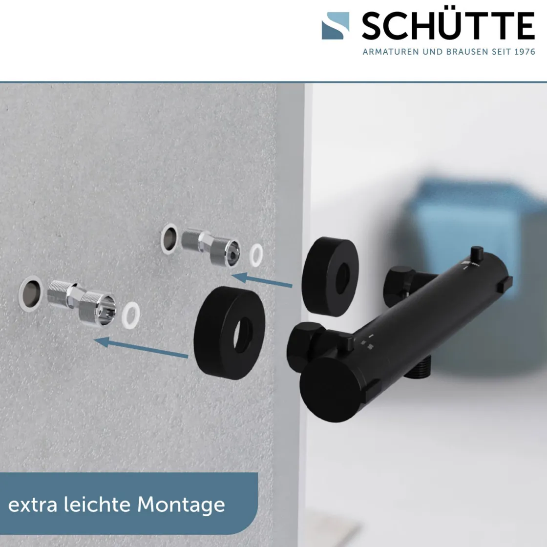 Duschthermostat London,schwarz-matt, 1/2Verbruehschutz und Wassersparfunktion ^ Schütte