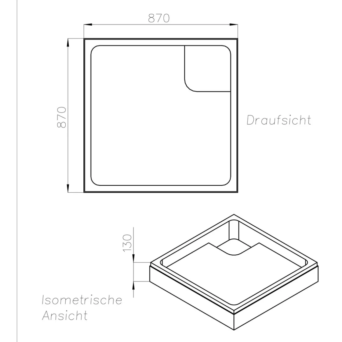 Duschwanne quadratisch x/3 weissKomplettset mit Traeger u. Ablaufgarnit. ^ Ottofond Online
