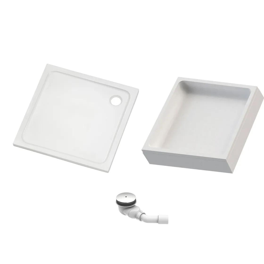 Duschwanne quadratisch x/3 weissKomplettset mit Traeger u. Ablaufgarnit. ^ Ottofond Online